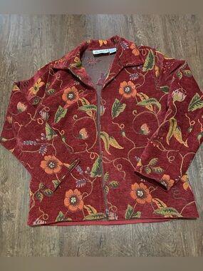 Flashback Red Floral Zip-Front Jacket